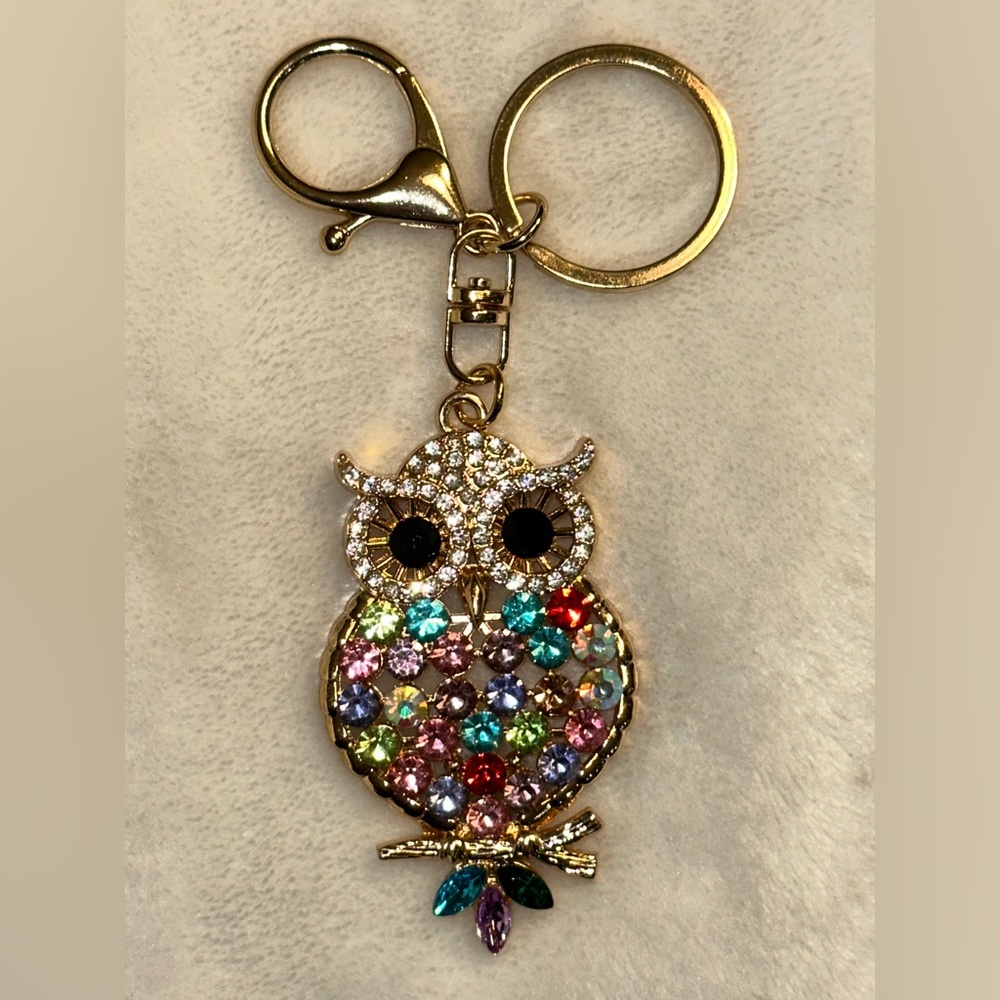 NEW Colorful Owl Purse Charm/ Keychain with Rhinestones
